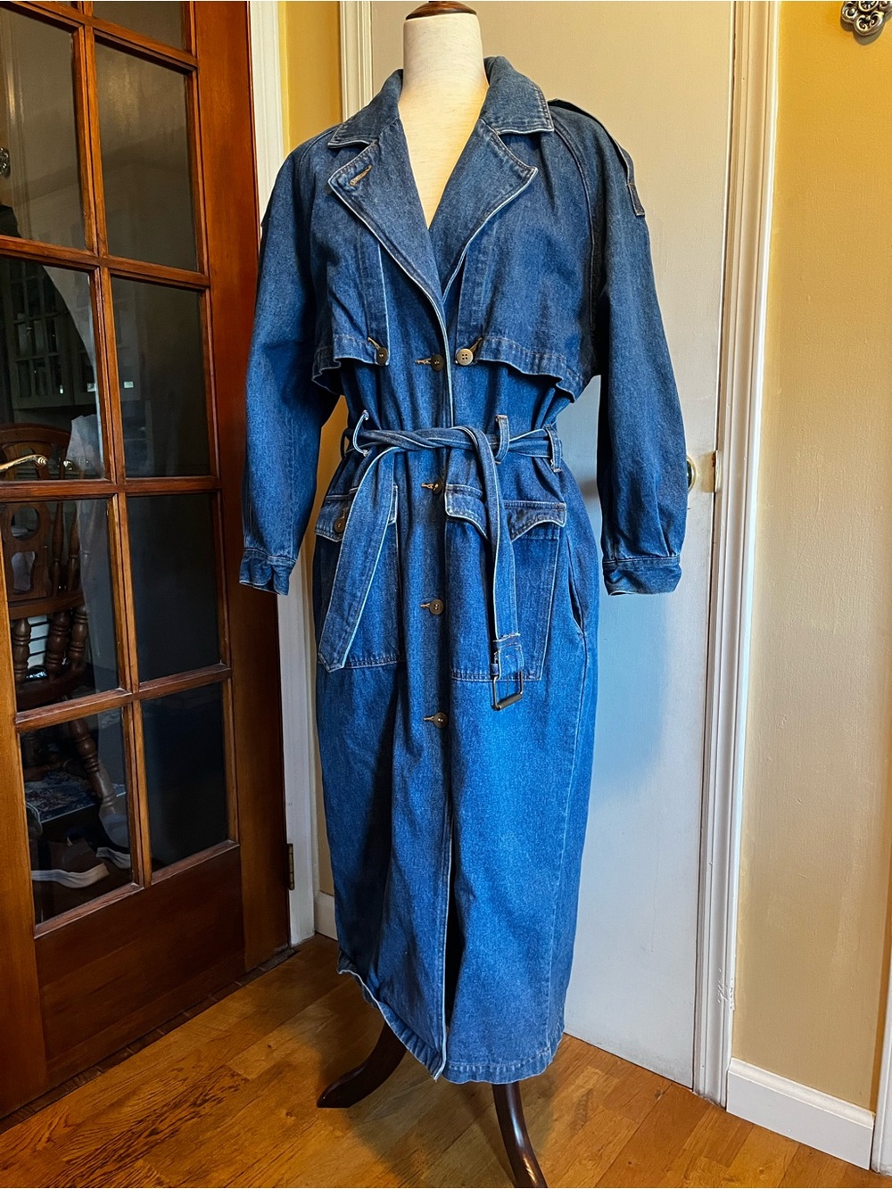 Vintage 90s Together Blue Denim Trench Coat